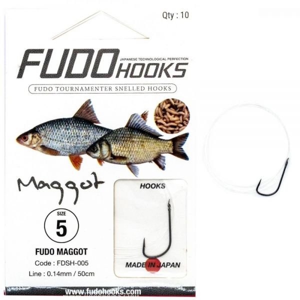 Вързани куки Fudo Maggot- BN 0,10 mm 50 cm