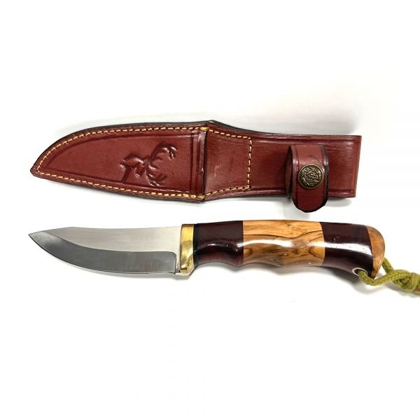 Ловен Нож с Кожена Кания 04 - Gold, dark brown handle